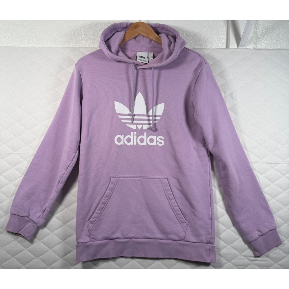 Adidas Trefoil Hoodie Mens Small Purple Pullover‎ Sweatshirt Logo Casual